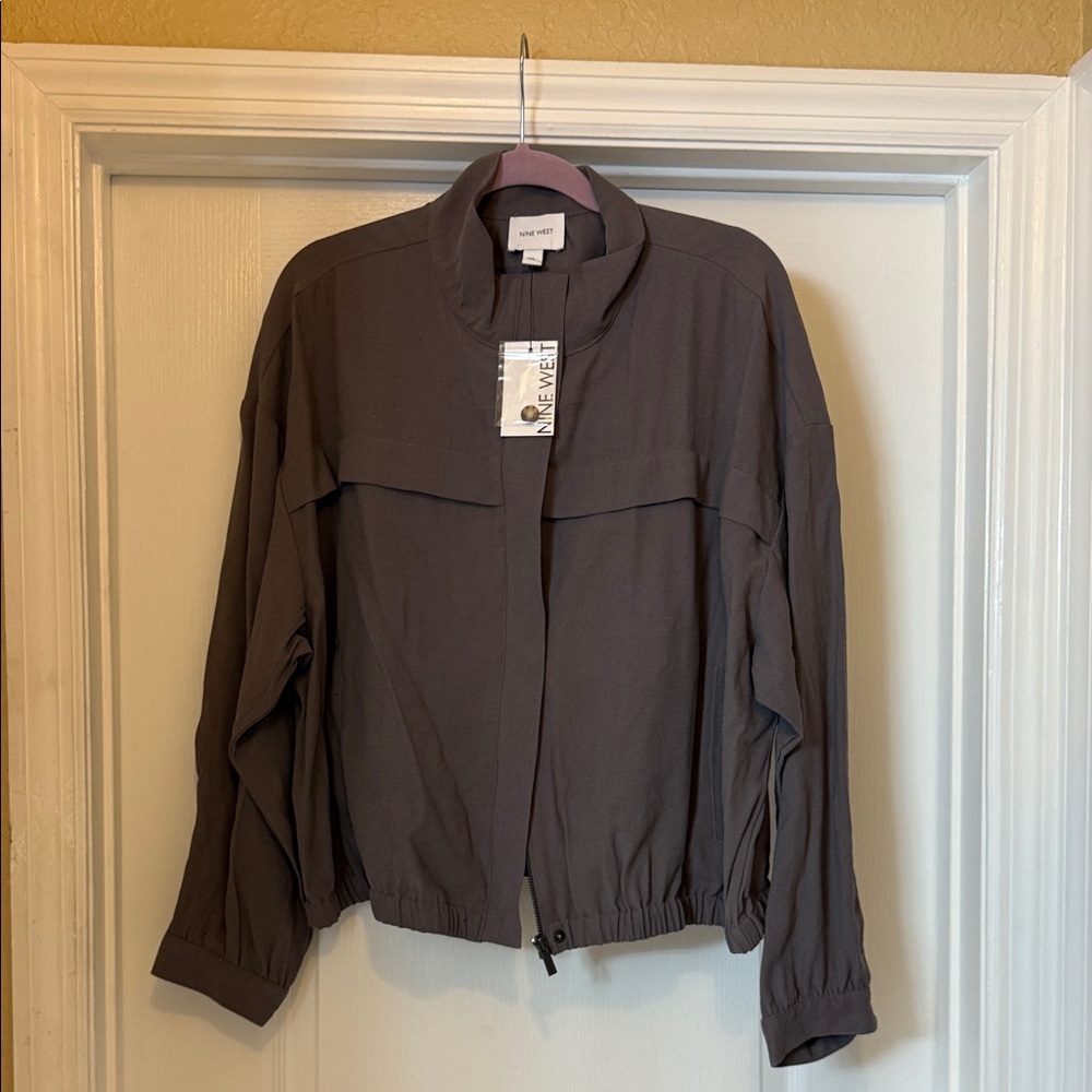 Nine West Charcoal Utility Bomber Jacket